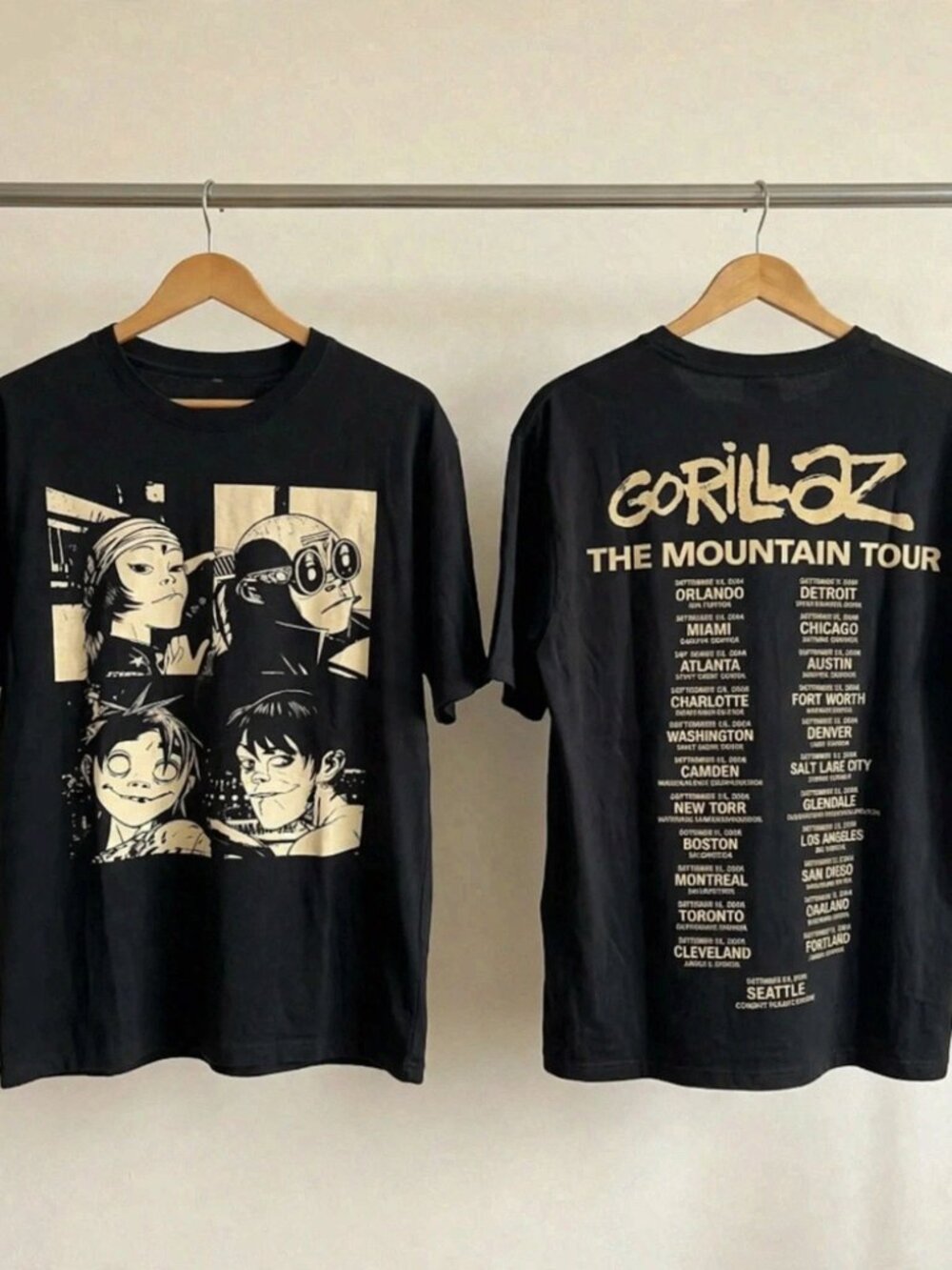 Gorillaz The Mountain Tour 2026 Black T-Shirt S-4XL